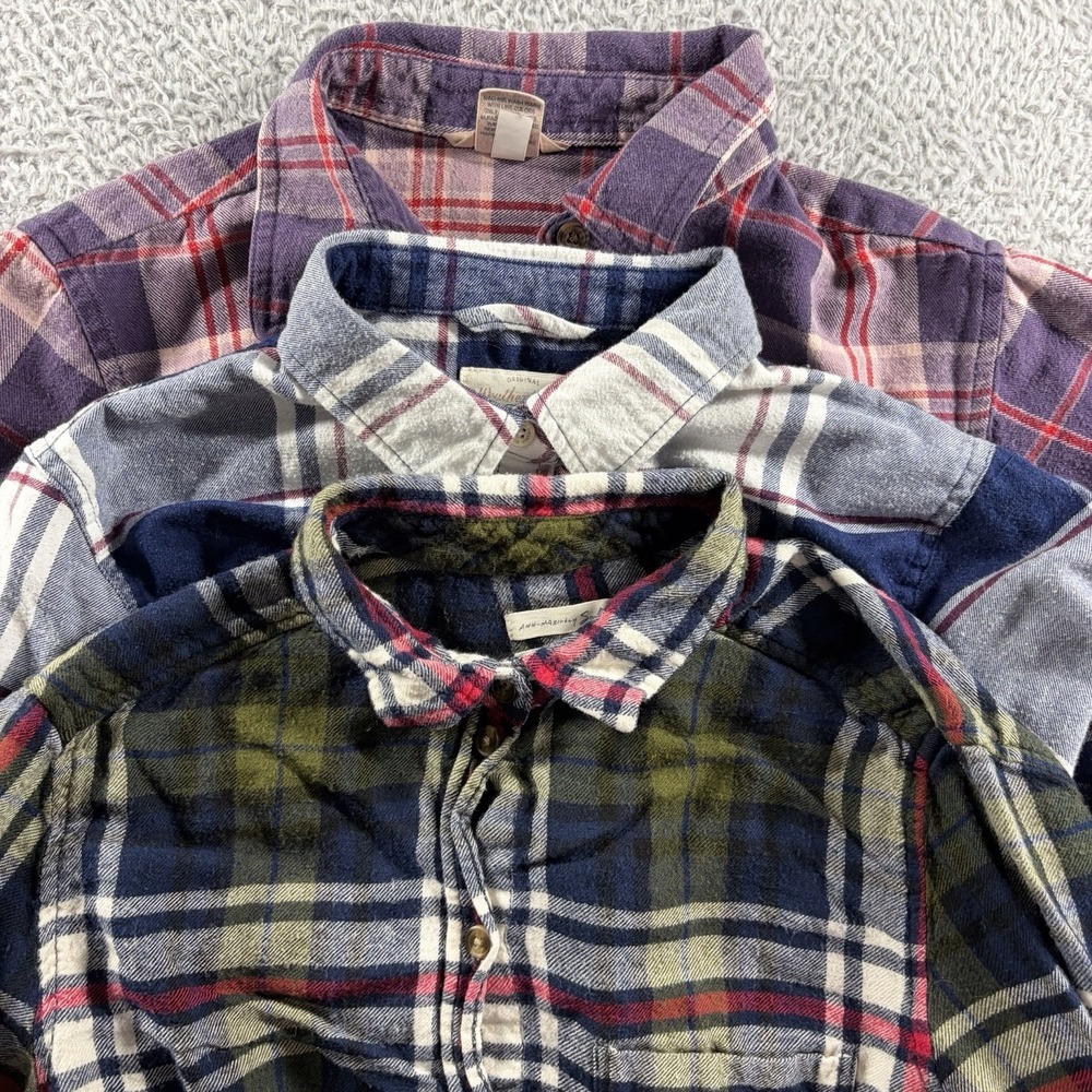 Flannel Button Up Shirt Bundle Womens Small Lot of 3 Pink Blue Green Duluth AE